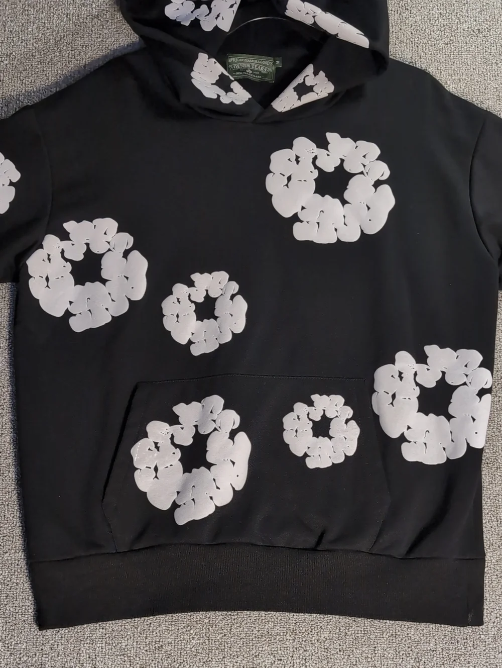 Denim Tears African Diaspora Goods Hoodie Size Medium in Black Cotton Wreath